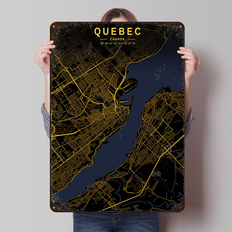 Retro Gaming Quebec - Poster della Mappa d'Oro del Québec,